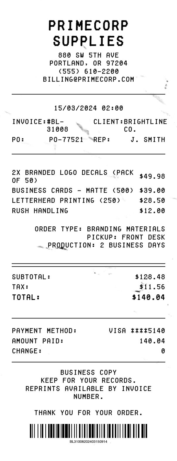 Business Logo Receipt - Professional receipt template preview