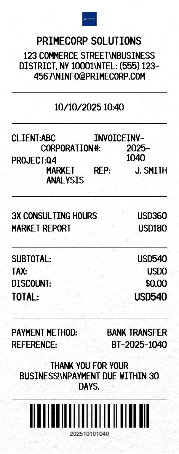 Business Receipt - Professional receipt template preview