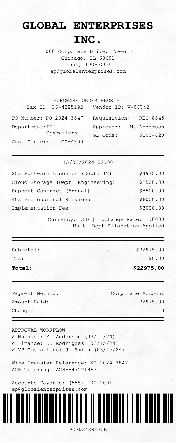 Corporate Receipt - Professional receipt template preview