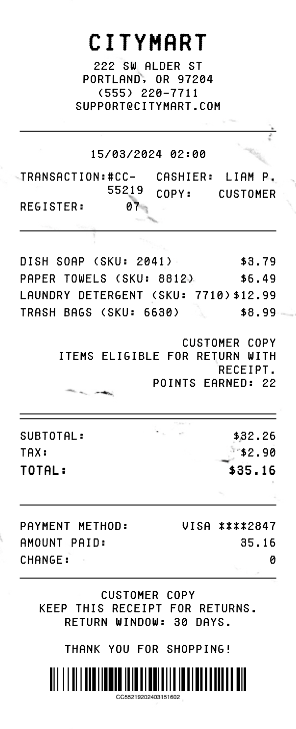 Customer Copy Receipt - Professional receipt template preview