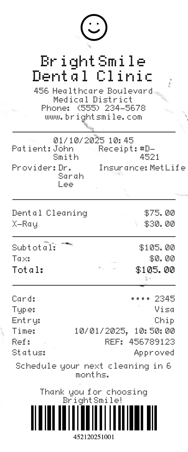 Dental Receipt - Professional receipt template preview