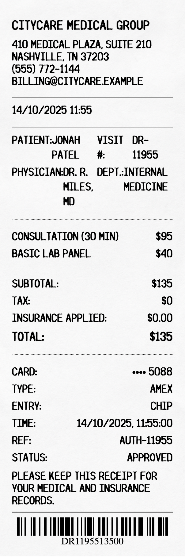 Doctor Receipt - Professional receipt template preview