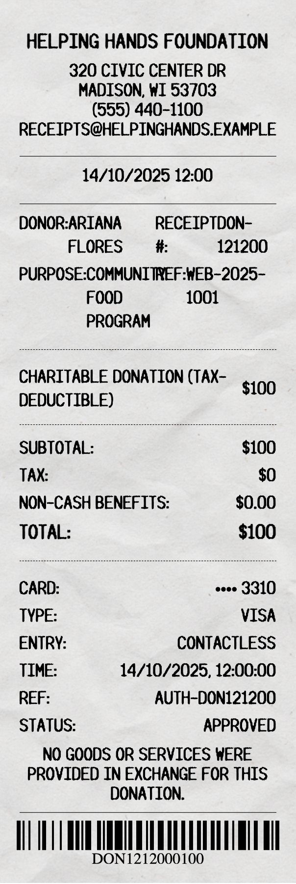 Donation Receipt - Professional receipt template preview