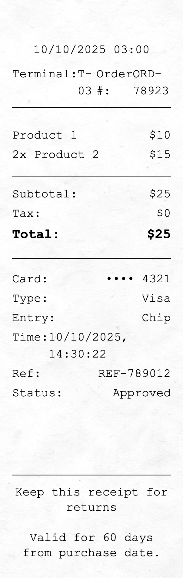 Generic POS Receipt - Professional receipt template preview