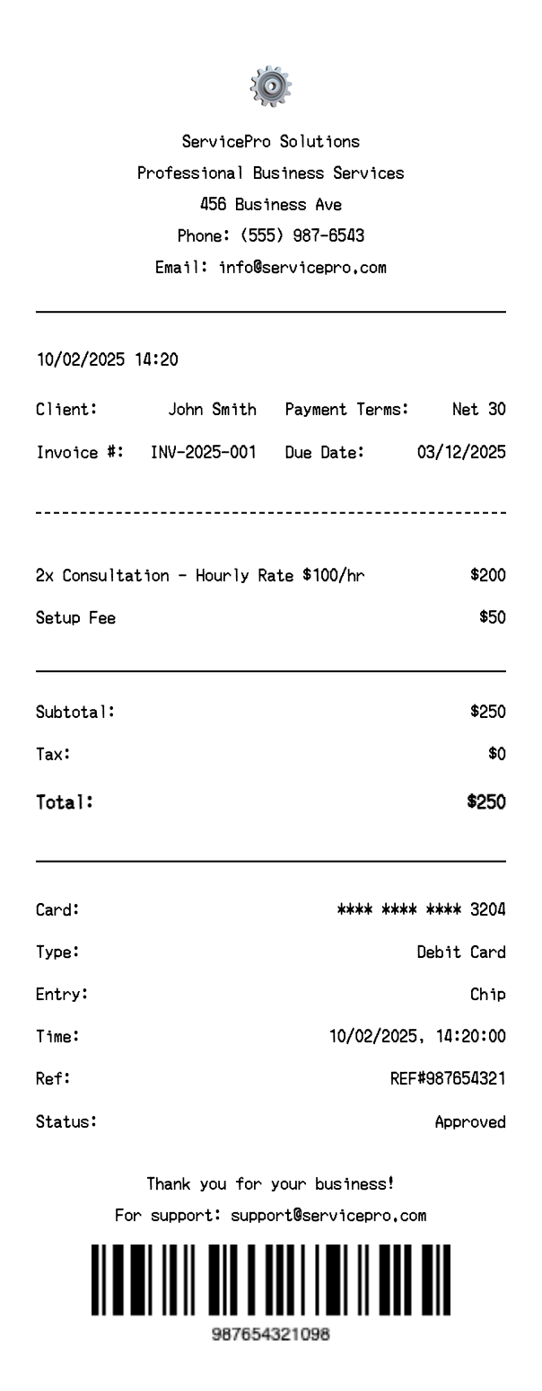 Generic Service Receipt - Professional receipt template preview