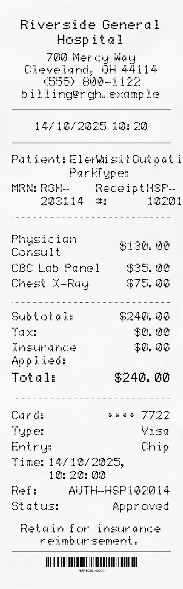 Hospital Receipt - Professional receipt template preview