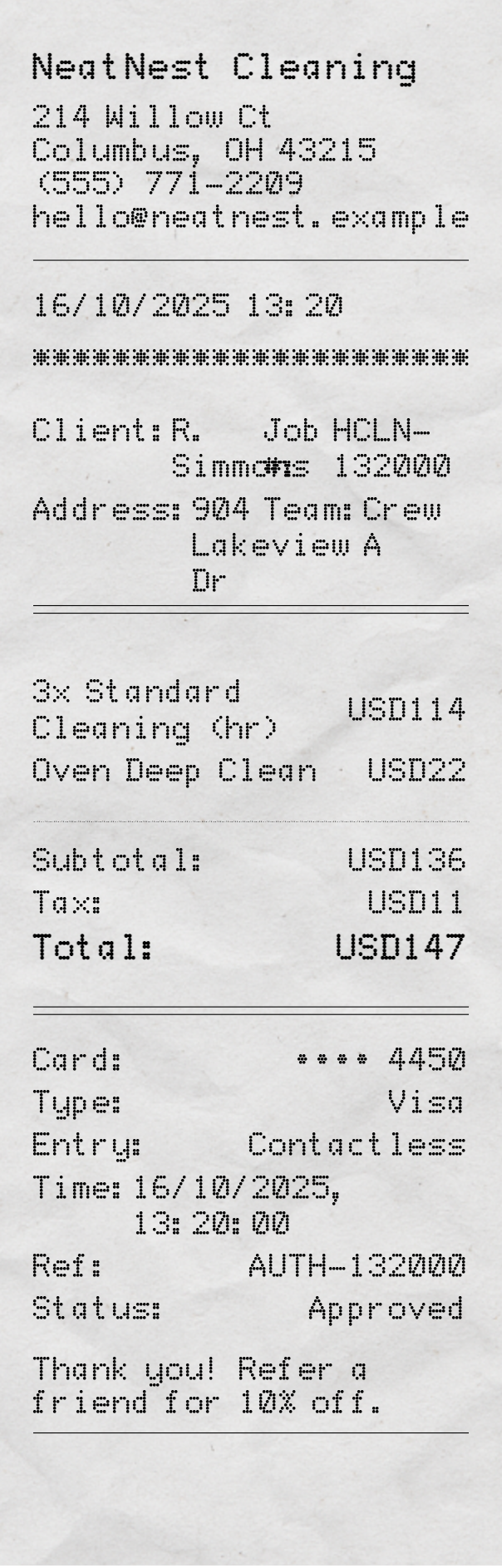 House Cleaning Receipt - Professional receipt template preview