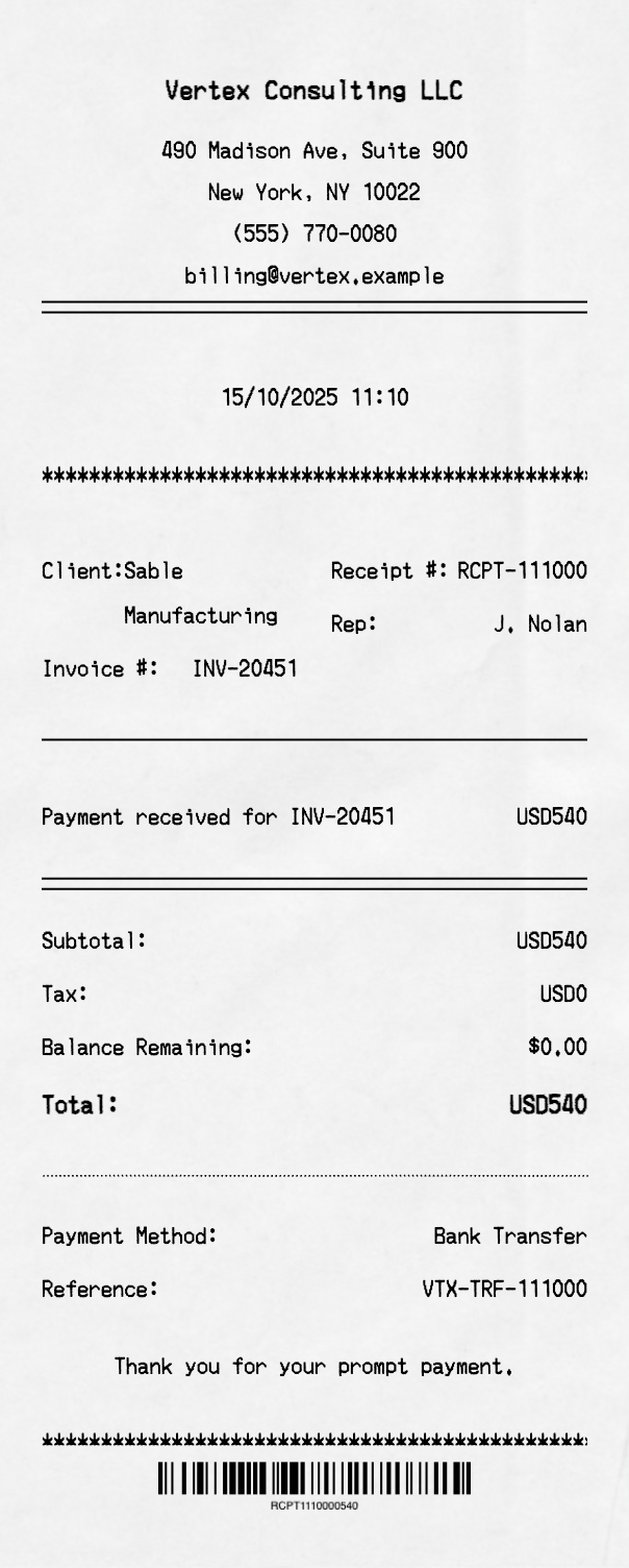 Invoice Receipt - Professional receipt template preview