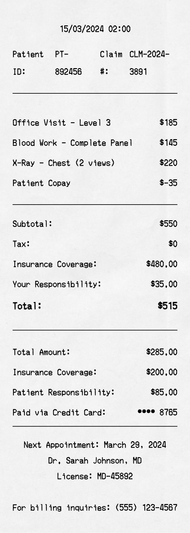 Medical Receipt - Professional receipt template preview