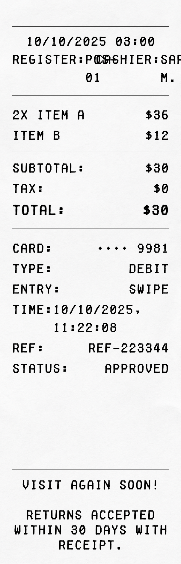 POS - Professional receipt template preview