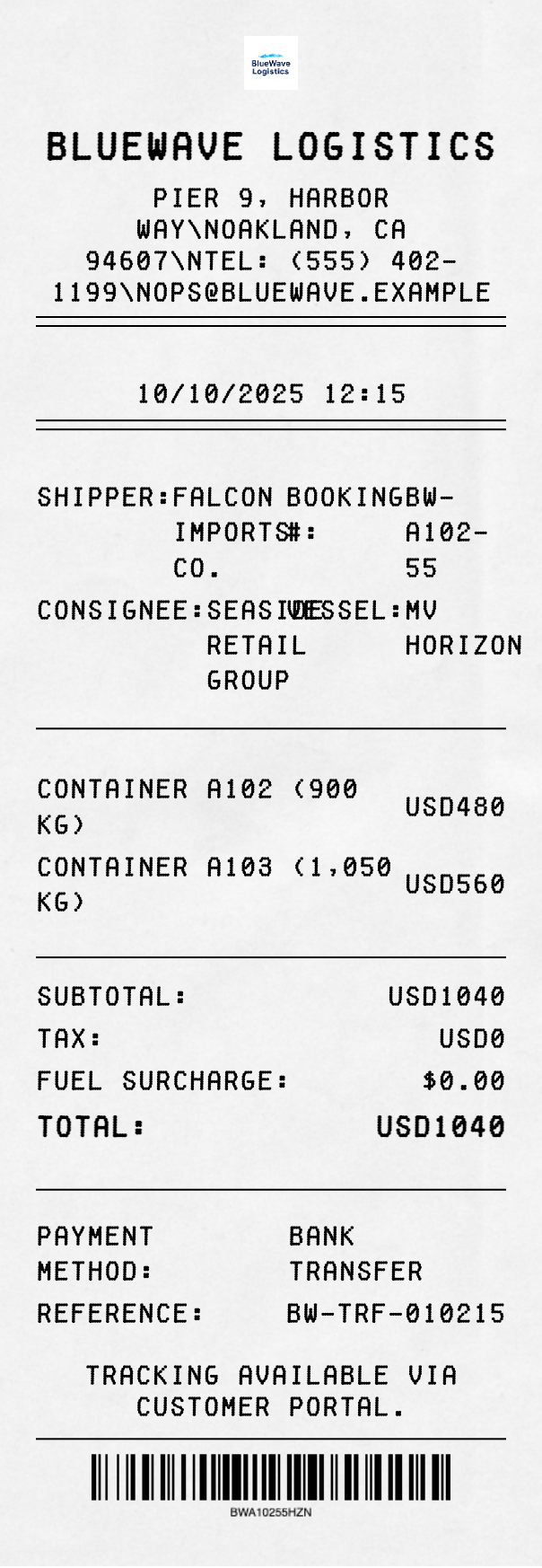 Shipping Receipt - Professional receipt template preview