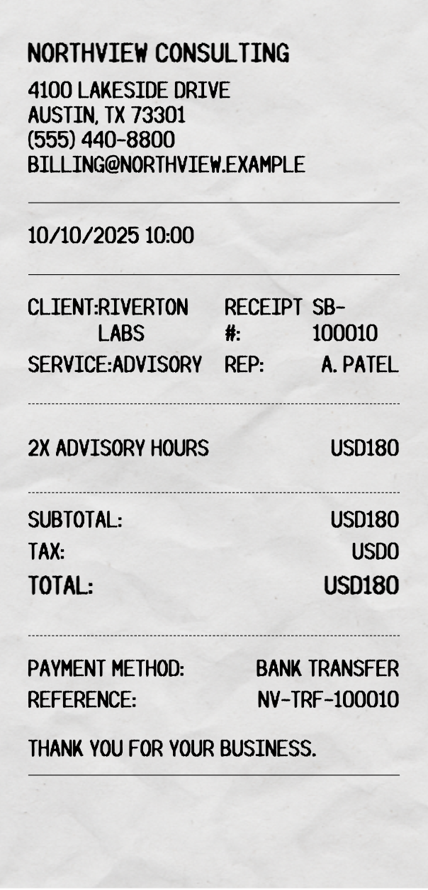 Simple Business Receipt - Professional receipt template preview